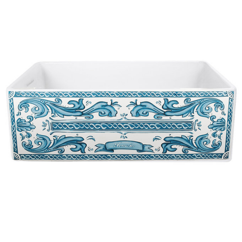 Nantucket Sinks Vineyard Collection - Nantucket Sinks' 33 Inch Farmhouse Fireclay Sink with an appliqué Apron Design
