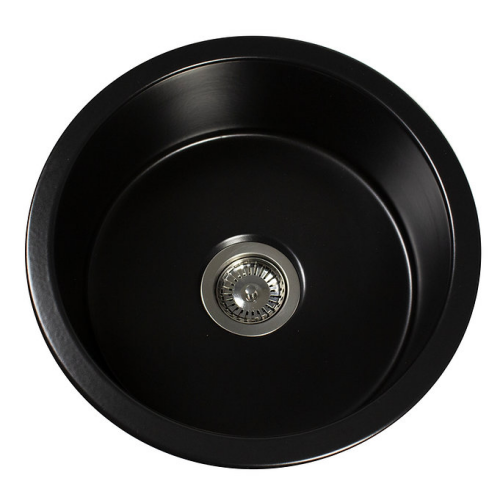 Nantucket Sinks Cape Collection - 18 inch Fireclay Round Bar/Prep Sink - Matte Black