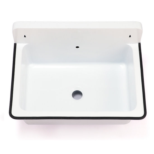 Nantucket Sinks Anchor Collection - Wallmount Iron Bucket Sink- With Overflow, White Finish