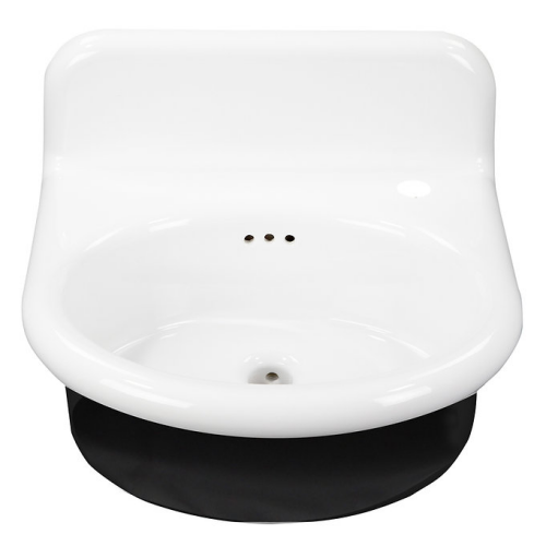 Nantucket Sinks Victorian Collection - 18 inch Rounded Front Fireclay Wallmount Bathroom Sink, Black Finish