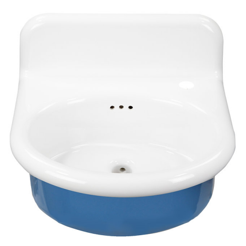 Nantucket Sinks Victorian Collection - 18 inch Rounded Front Fireclay Wallmount Bathroom Sink, Blue Finish