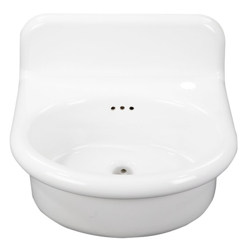 Nantucket Sinks Victorian Collection - 18 inch Rounded Front Fireclay Wallmount Bathroom Sink, White Finish