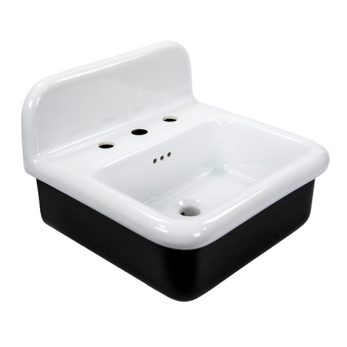 Nantucket Sinks Victorian Collection - Fireclay Bathroom Wallmount Sink, Black/White Finish