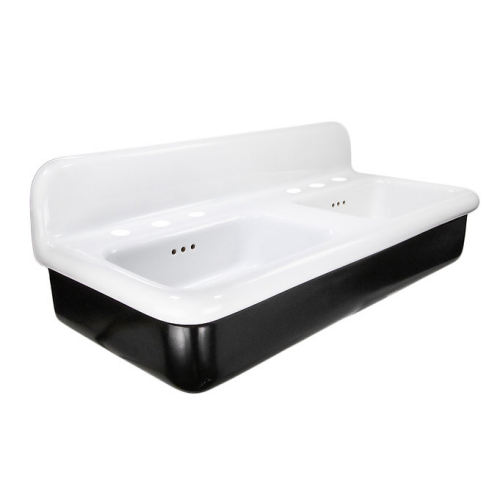 Nantucket Sinks Victorian Collection - Fireclay Double Bowl Bath Sink With White Bowls And Matte Black Underside