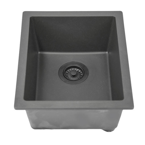 Nantucket Sinks Rockport Collection - 15 x18" Single Bowl Dualmount Granite Composite Bar-Prep Sink, Titanium