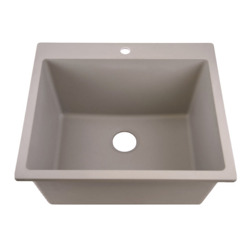 Nantucket Sinks Rockport Collection - 12" Single Bowl Dualmount Granite Composite Laundry Sink, Truffle