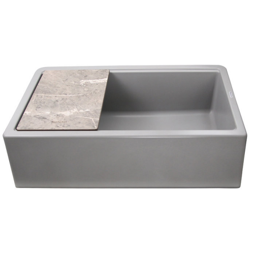 Nantucket Sinks Plymouth Collection - 33" Granite Composite Reversible Farmhouse Kitchen Sink with Cutting Board