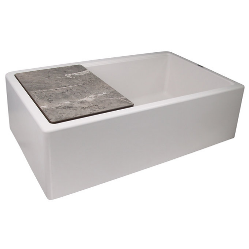 Nantucket Sinks Plymouth Collection - 33" Granite Composite Reversible Farmhouse Kitchen Sink In Nano White