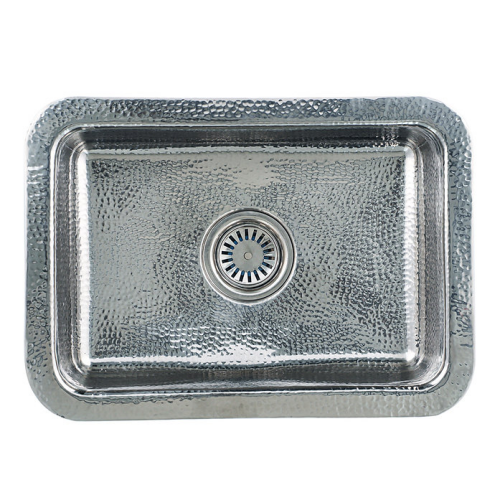 Nantucket Sinks Brightwork Collection - 20" Dualmount Hand-Hammered Stainless Steel Single Bowl Bar Sink