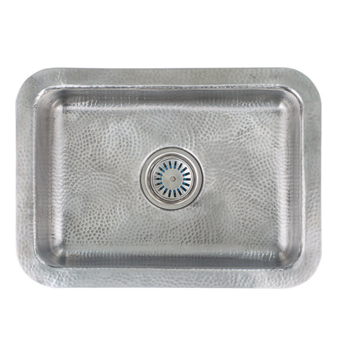 Nantucket Sinks Brightwork Collection - 20 Inch Dualmount Hand-Hammered Single Bowl Bar Sink, Matte Finish