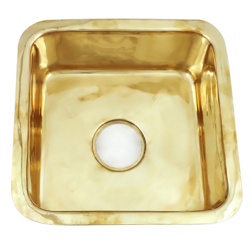 Nantucket Sinks Brightwork Collection-  16.625 Inch Brass Square Undermount Or Top Mount Bar Sink