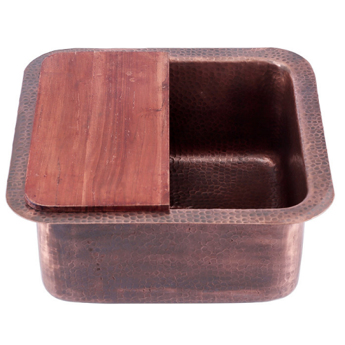 Nantucket Sinks Brightwork Collection - 16.625"  Hammered Copper Square Dualmount Bar/Prep Sink