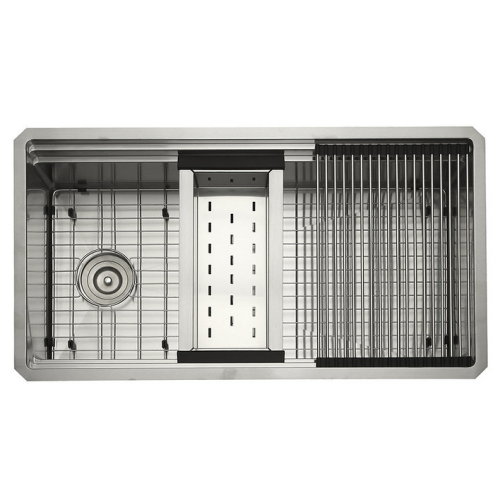 Nantucket Sinks Pro Series Collection - 32 Inch Small Radius Undermount Stainless Steel Kitchen Sink - Offset Drain