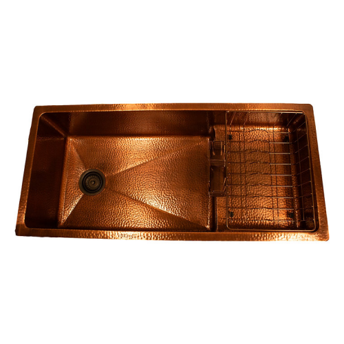 Nantucket Sinks Brightwork Collection - Pro Series Undermount Hammered Copper Kitchen Sink With Compatible Accessories