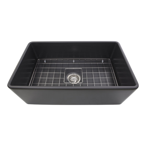 Nantucket Sinks Cape Collection - 30 Inch Bluff Grey Fireclay Farmhouse Kitchen Sink